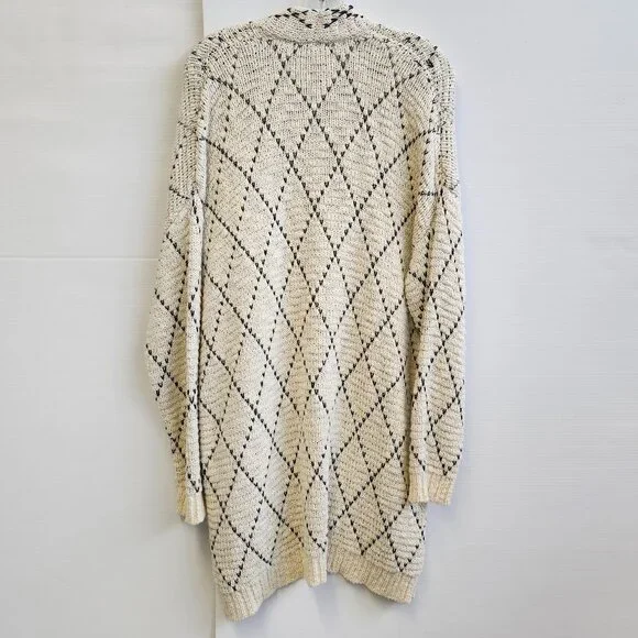 Eileen Fisher Women's Soft White/Black Long Chunky Cardigan Size S/M - Picture 2 of 7
